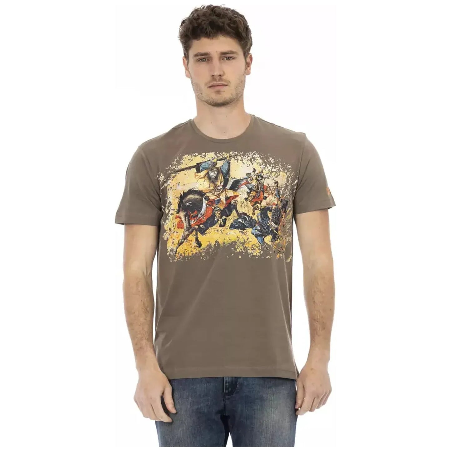 Trussardi Action Elegant Brown Tee with Chic Front Print brown-cotton-t-shirt-6