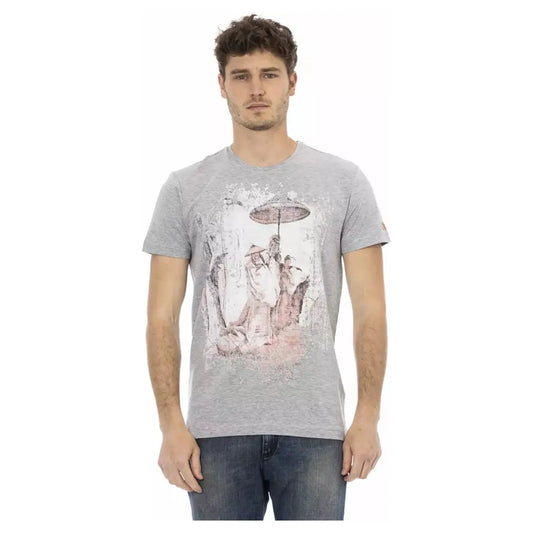 Trussardi Action Chic Gray Cotton-Blend Tee with Artistic Front Print gray-cotton-t-shirt-92 product-22708-1693034403-29-05a52da9-743.webp