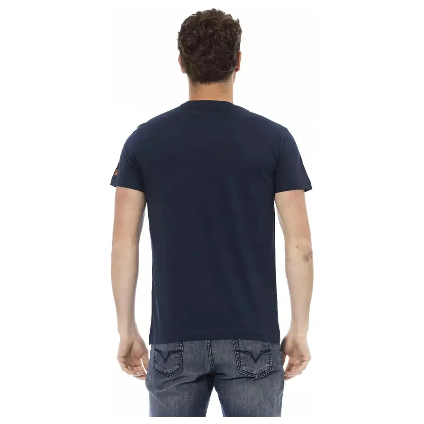Trussardi Action Chic Blue Short Sleeve Tee with Front Print blue-cotton-t-shirt-100