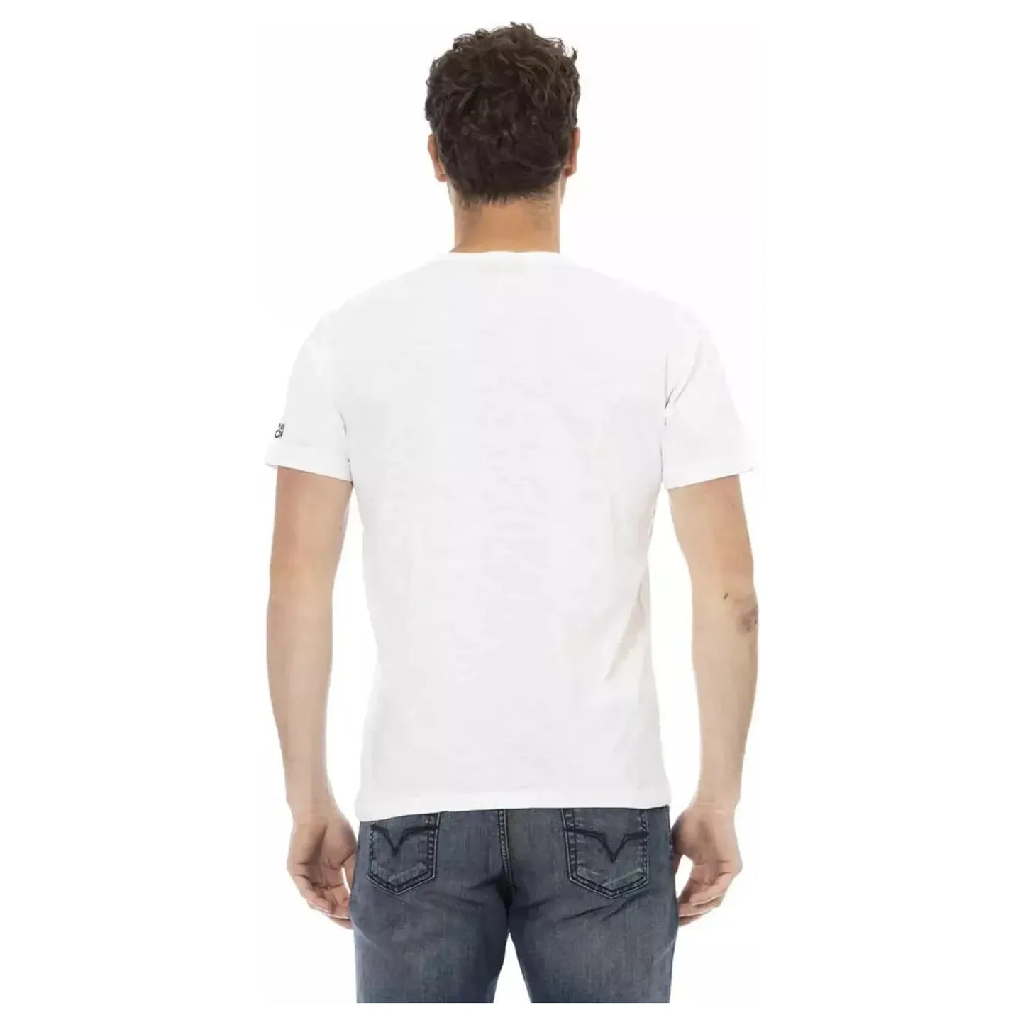 Trussardi Action Elegant White Round Neck Tee with Front Print white-cotton-t-shirt-120
