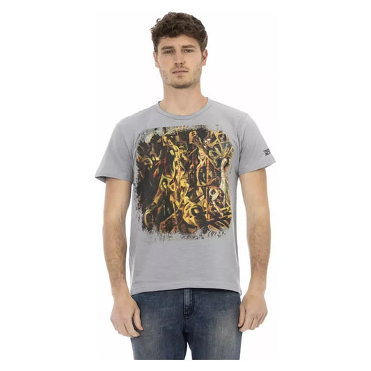 Trussardi Action Chic Gray Short Sleeve T-Shirt with Unique Print gray-cotton-t-shirt-62