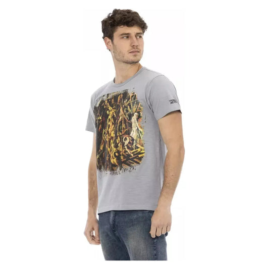 Trussardi Action Chic Gray Short Sleeve T-Shirt with Unique Print gray-cotton-t-shirt-62