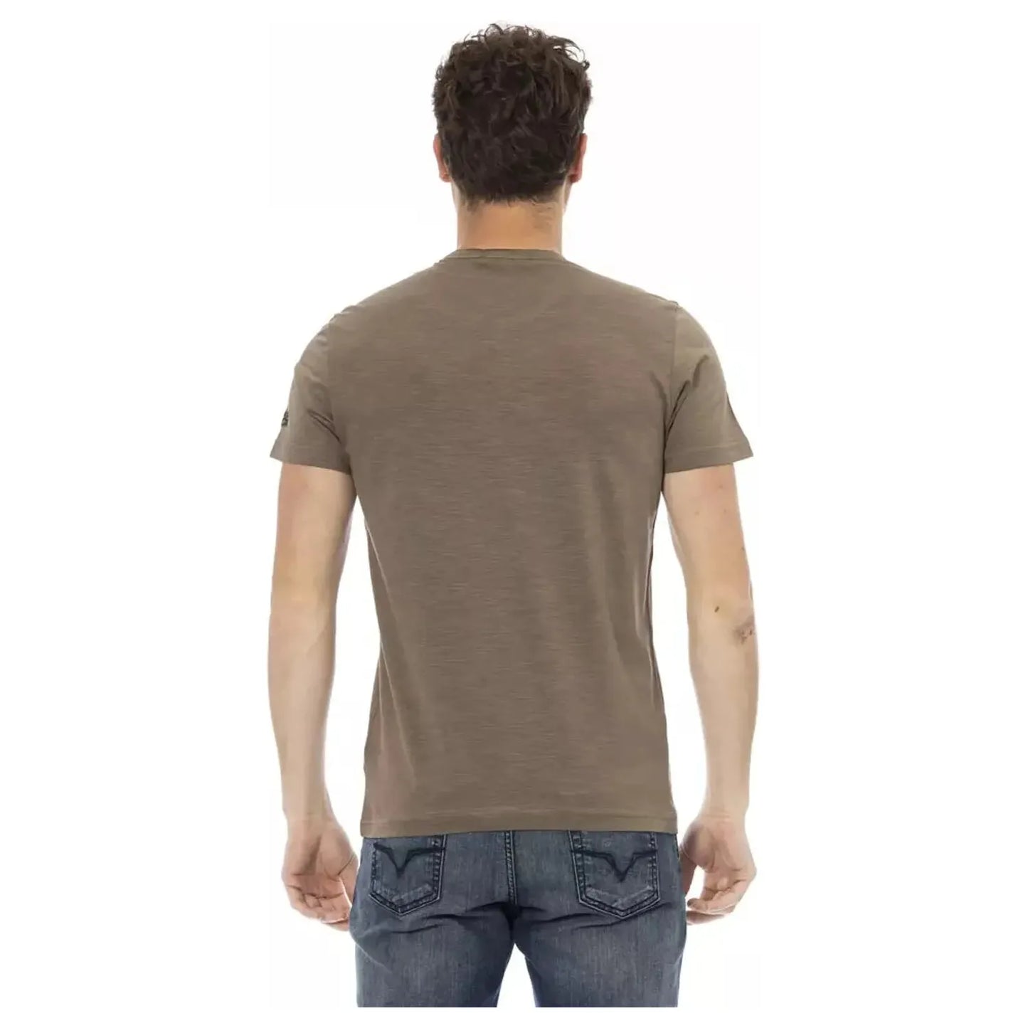 Trussardi Action Elegant Brown Tee with Chic Front Print brown-cotton-t-shirt-5