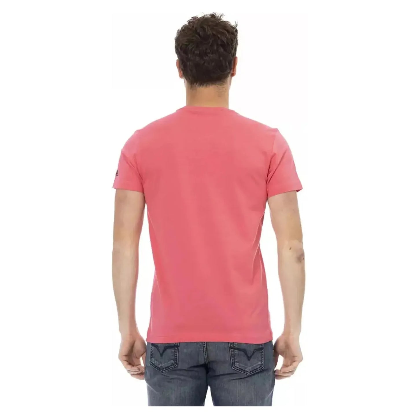 Trussardi Action Chic Pink Short Sleeve Tee with Unique Front Print pink-cotton-t-shirt-2