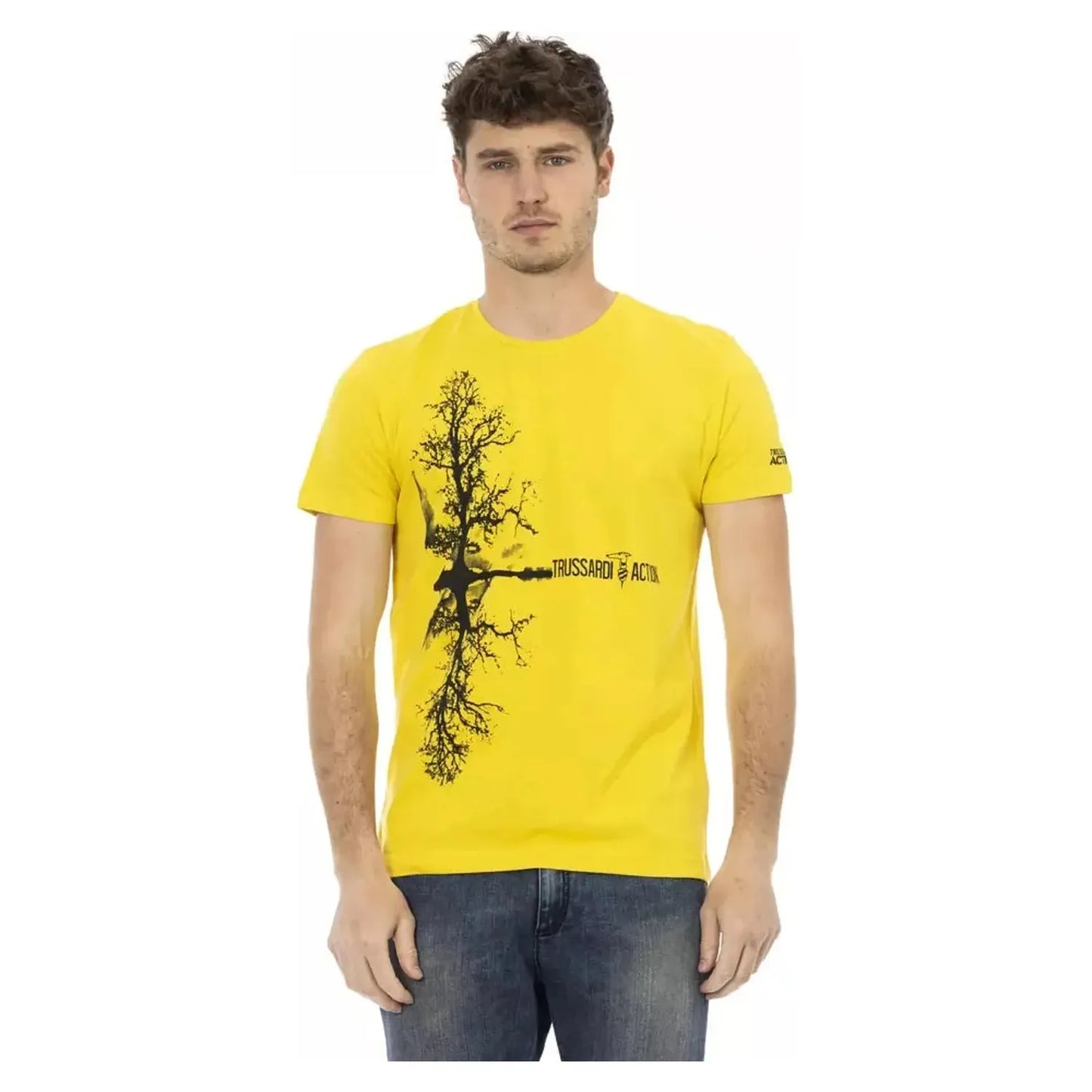 Trussardi Action Sunny Day Casual Chic Cotton Tee yellow-cotton-t-shirt-9