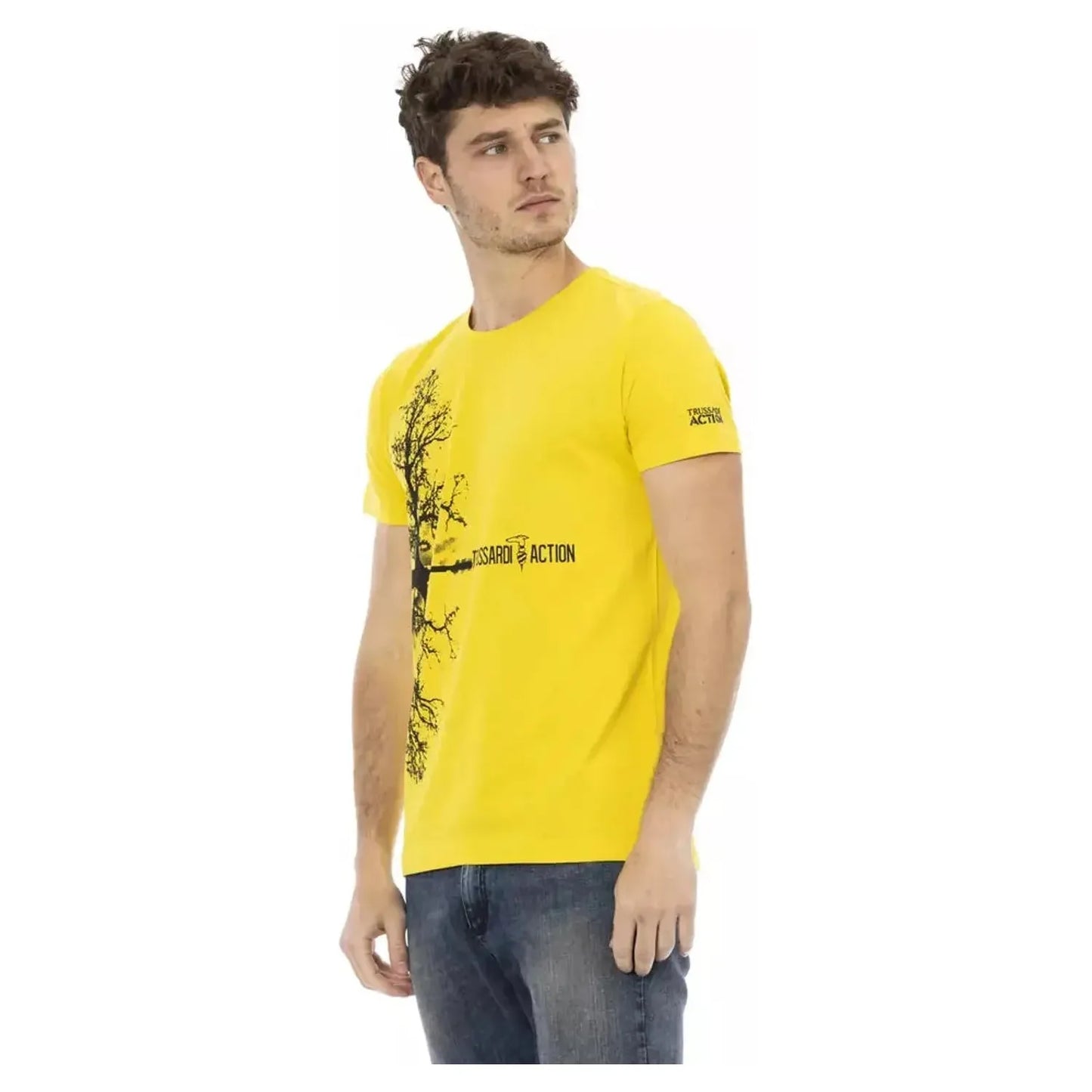 Trussardi Action Sunny Day Casual Chic Cotton Tee yellow-cotton-t-shirt-9