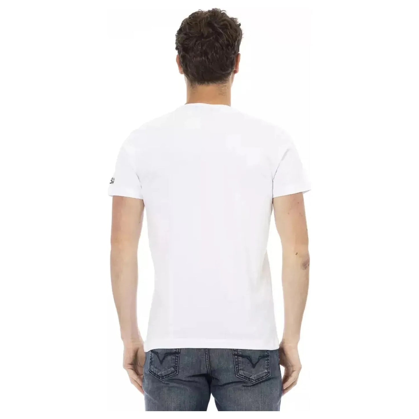 Trussardi Action Sleek Summer White Tee with Graphic Print white-cotton-t-shirt-118