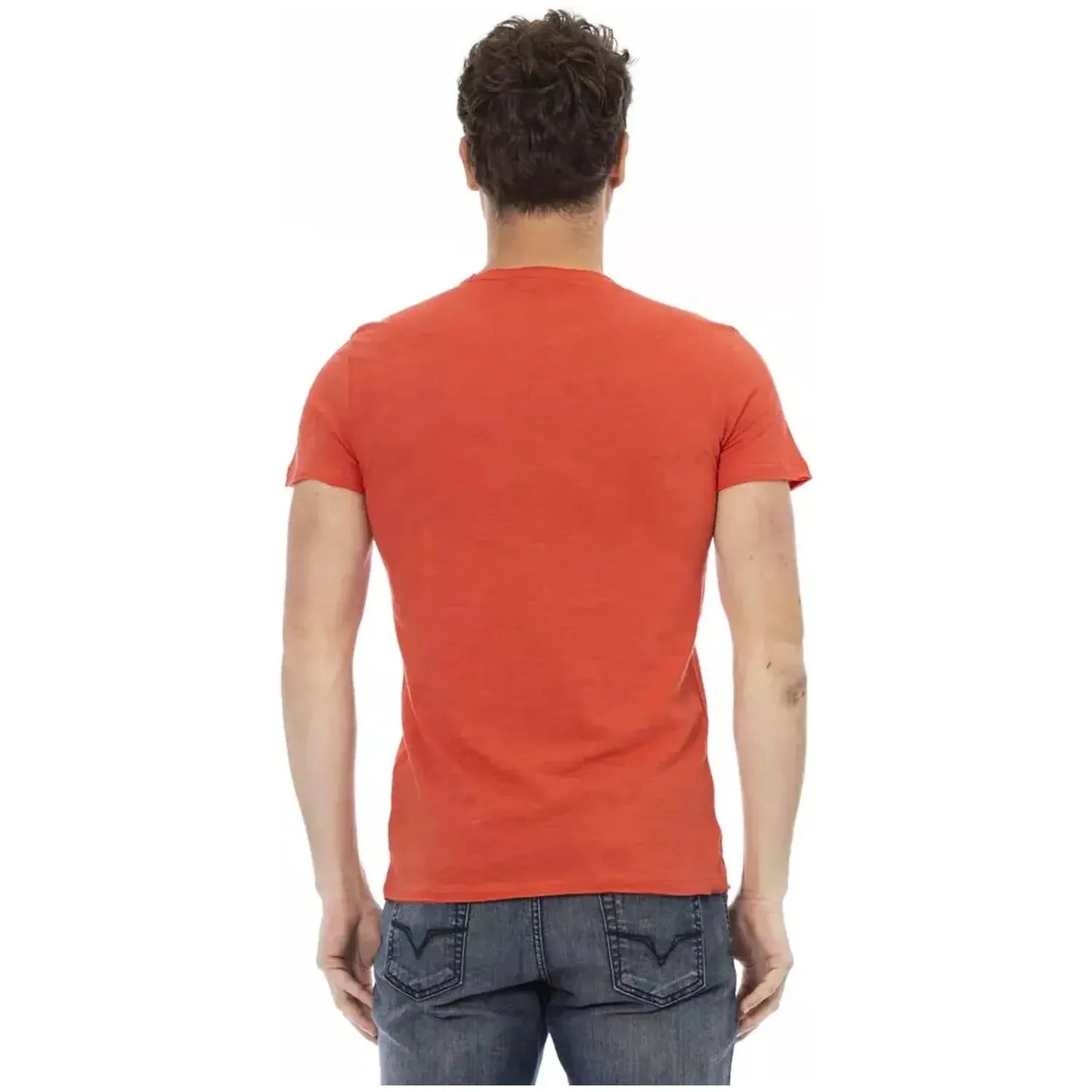 Trussardi Action Sleek Red Round Neck Tee with Front Print red-cotton-t-shirt-32