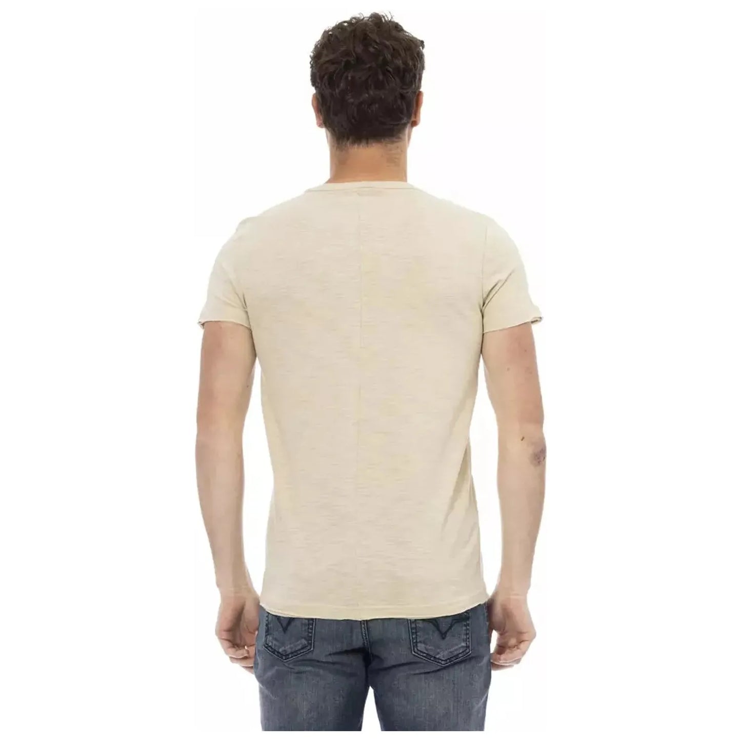 Trussardi Action Beige Chest Pocket Tee - Casual Elegance beige-cotton-t-shirt-20