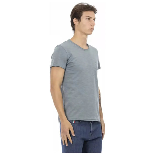 Trussardi Action Chic Gray Pocket Tee with Unique Print gray-cotton-t-shirt-32