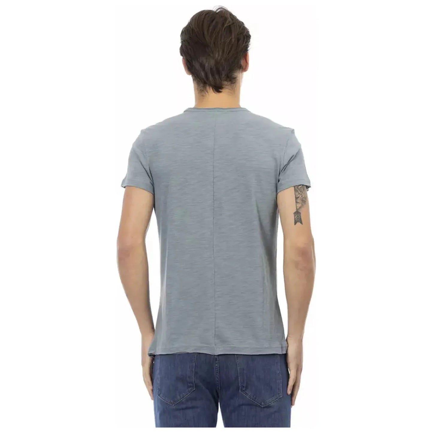 Trussardi Action Chic Gray Pocket Tee with Unique Print gray-cotton-t-shirt-32