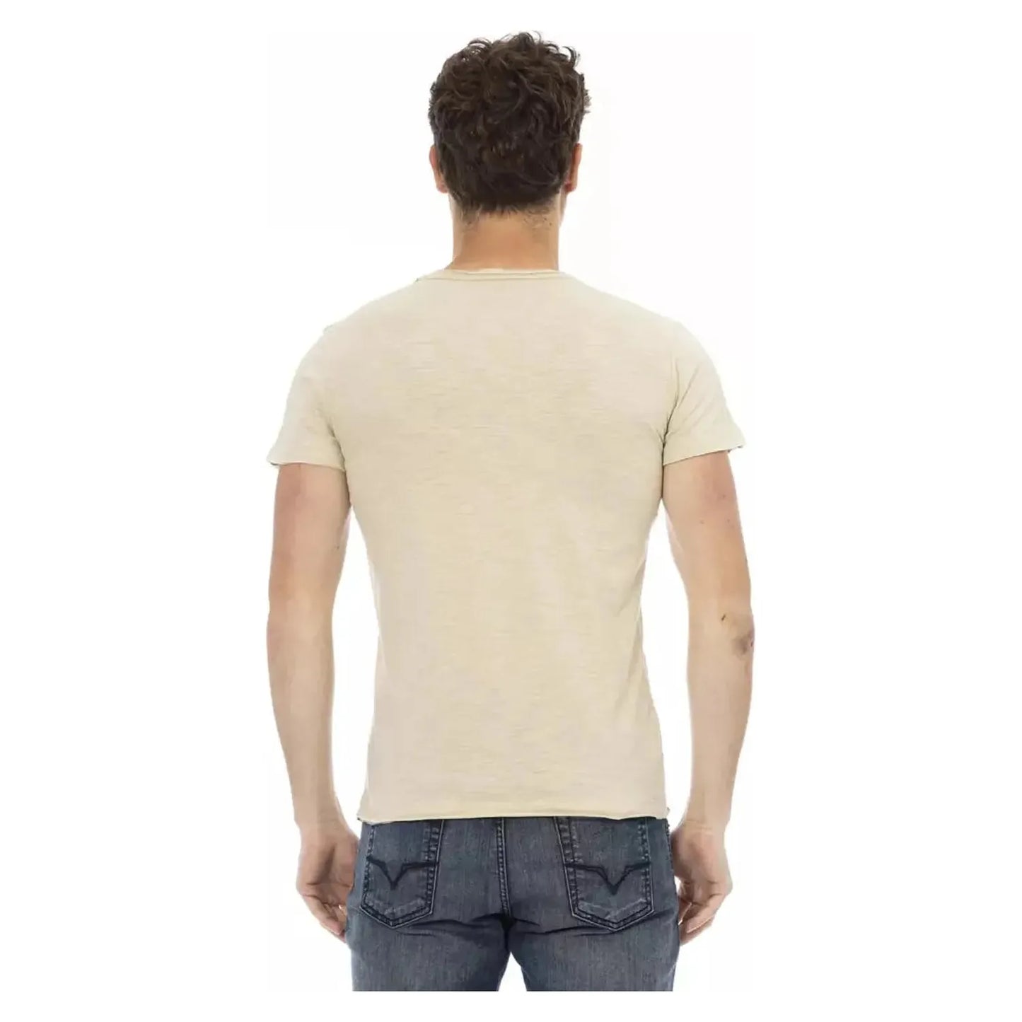 Trussardi Action Beige Short Sleeve Cotton Blend T-Shirt beige-cotton-t-shirt-26