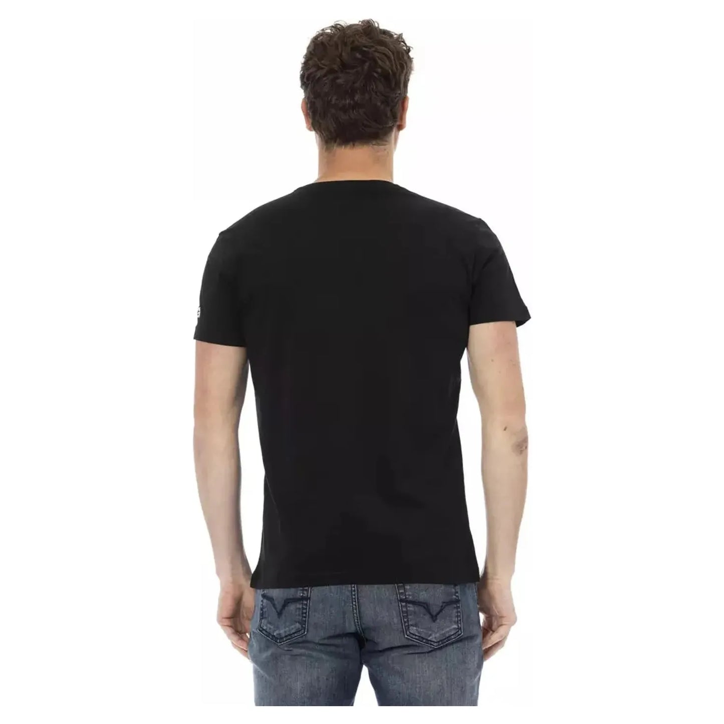Trussardi Action Elegant Short Sleeve Designer Tee black-cotton-t-shirt-72