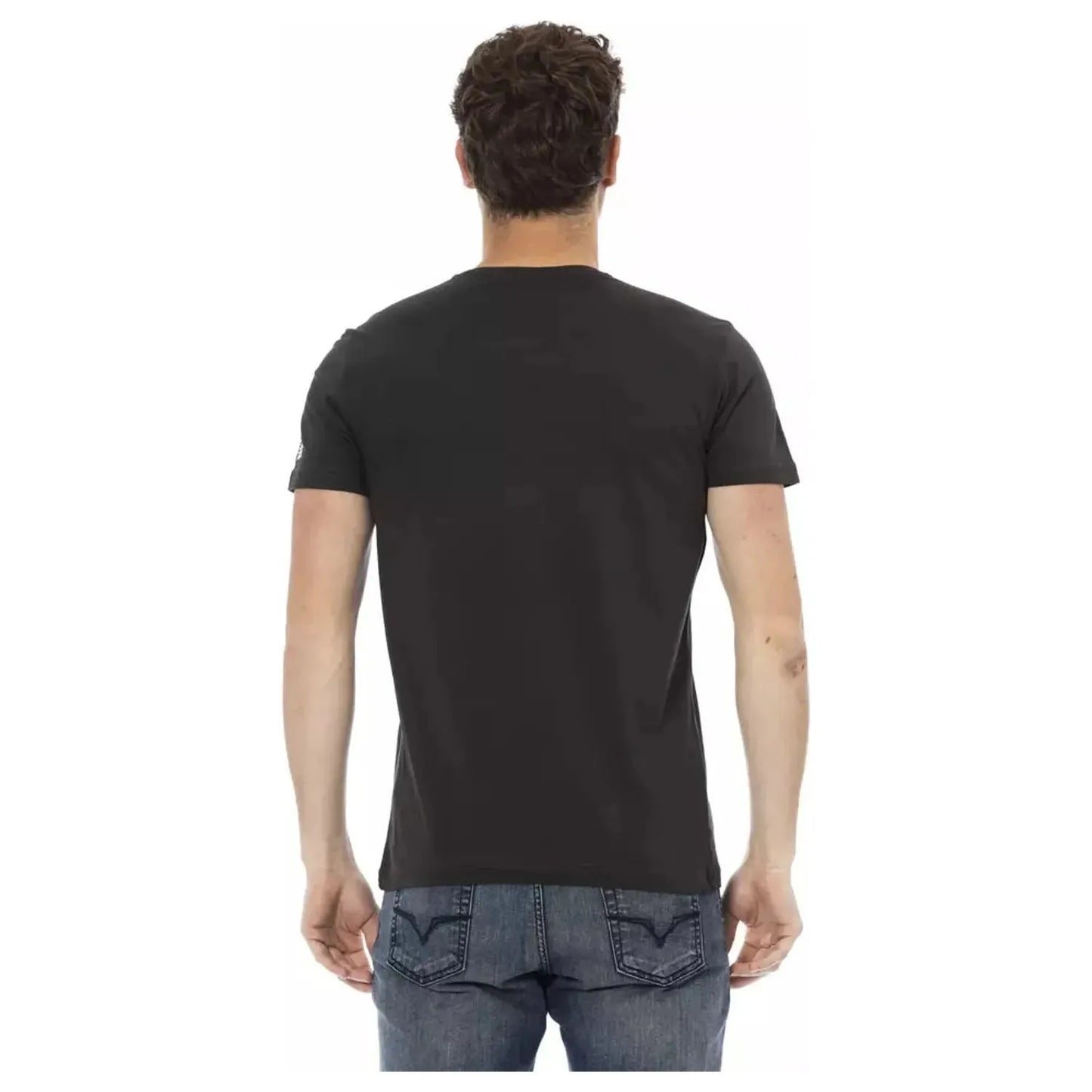 Trussardi Action Sleek Black Print Tee - Casual Elegance Redefined black-cotton-t-shirt-71