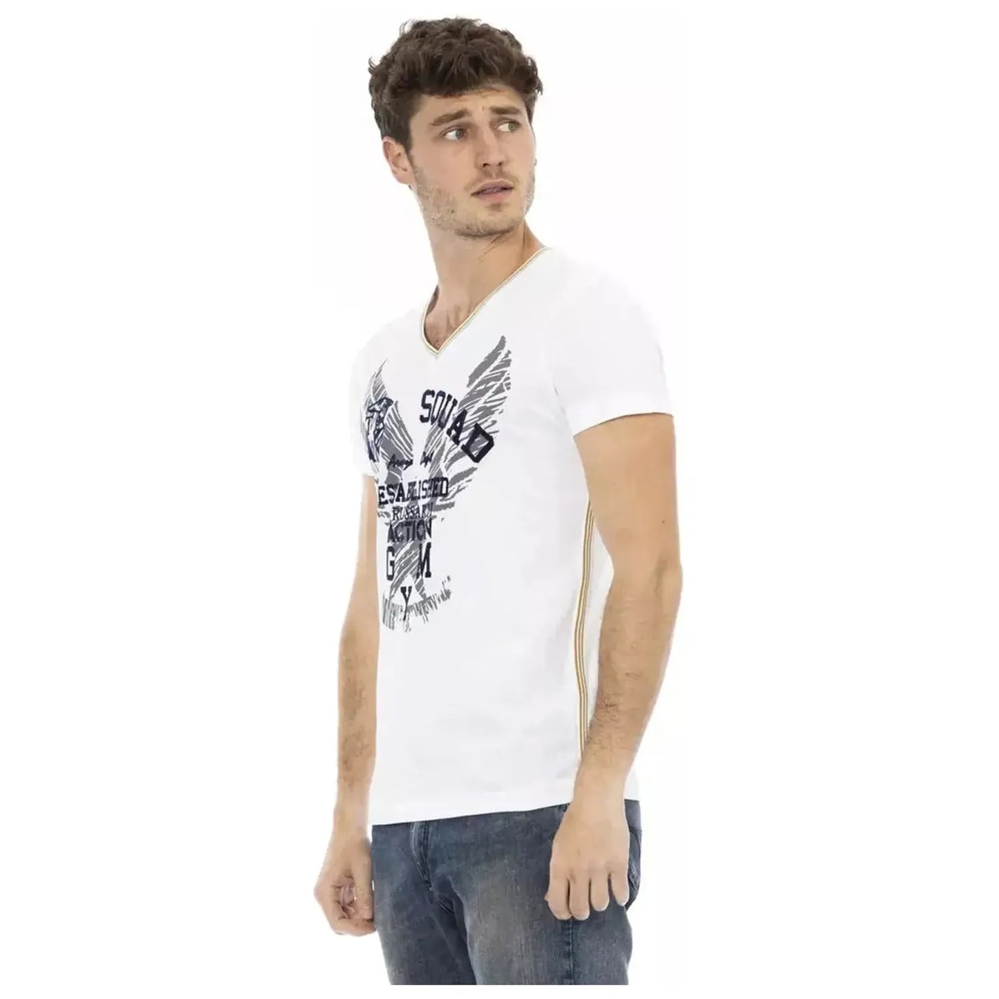 Trussardi Action Elevate Your Casual Style: Short Sleeve V-Neck Tee white-cotton-t-shirt-98