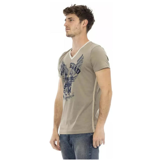 Trussardi Action Vivid Green V-Neck Tee with Front Print green-cotton-t-shirt-56