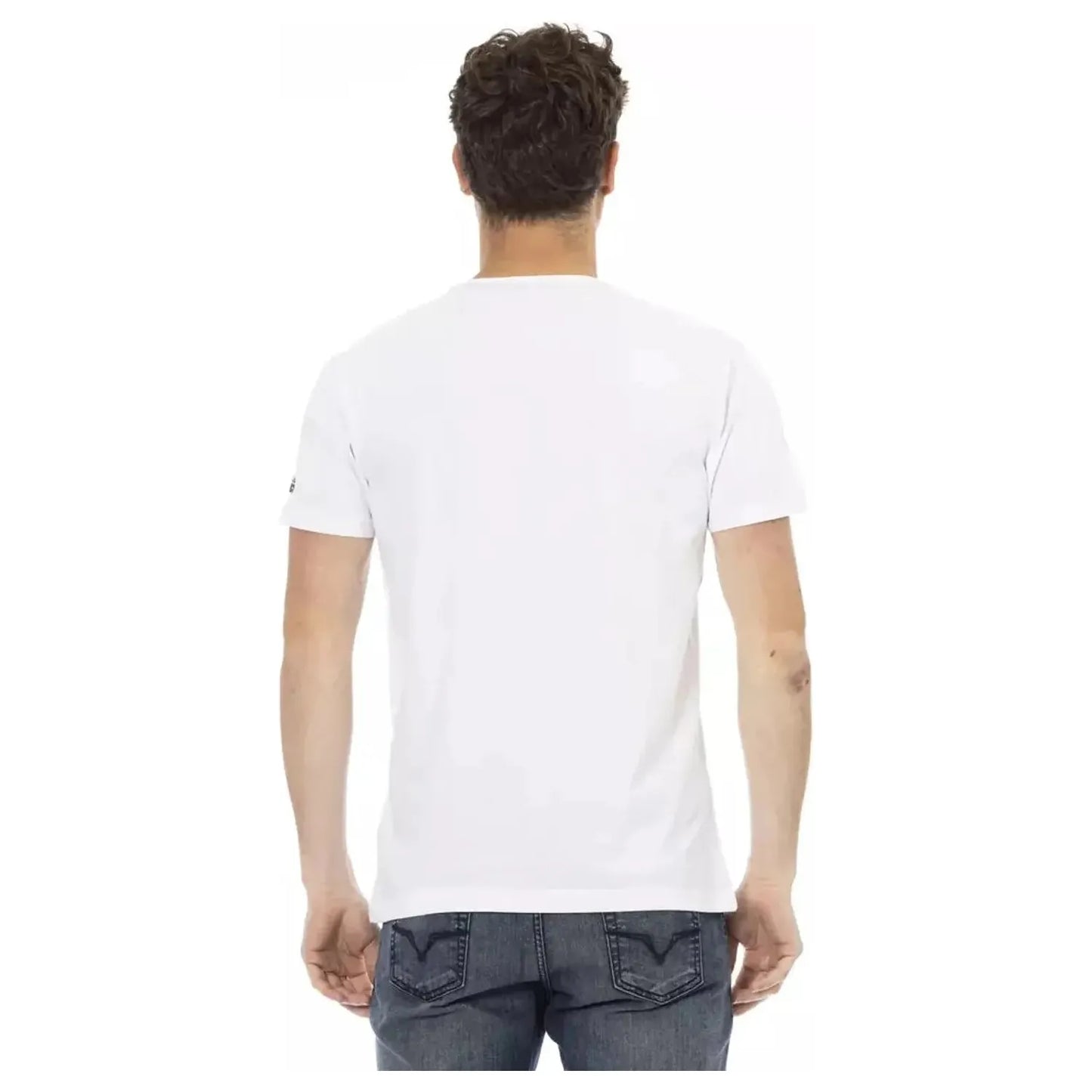 Trussardi Action Elevated Casual White Tee with Graphic Print white-cotton-t-shirt-114