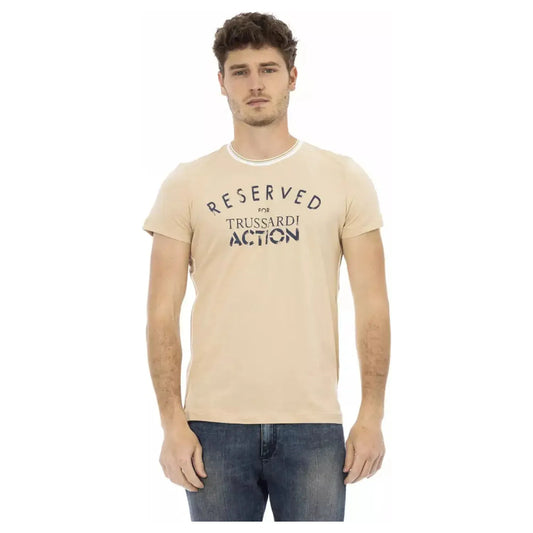 Trussardi Action Beige Short Sleeve Tee with Chic Front Print beige-cotton-t-shirt-7 product-22759-1119005120-34-050987bb-126.webp