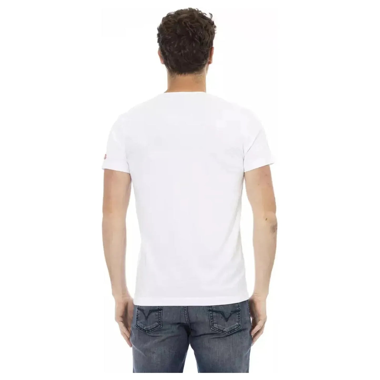 Trussardi Action Elegant White Short Sleeve Tee with Front Print white-cotton-t-shirt-96