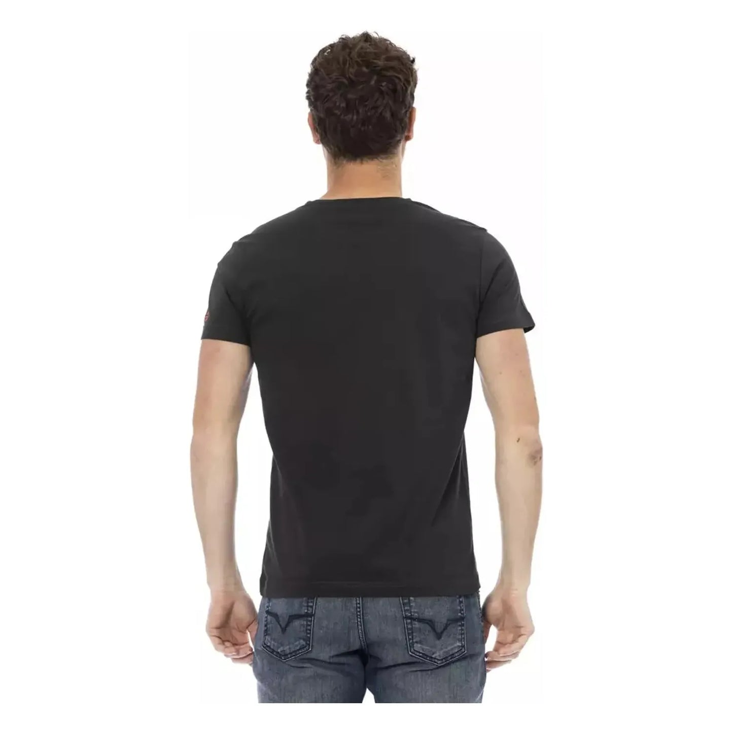 Trussardi Action Sleek Round Neck Tee With Chic Front Print black-cotton-t-shirt-56