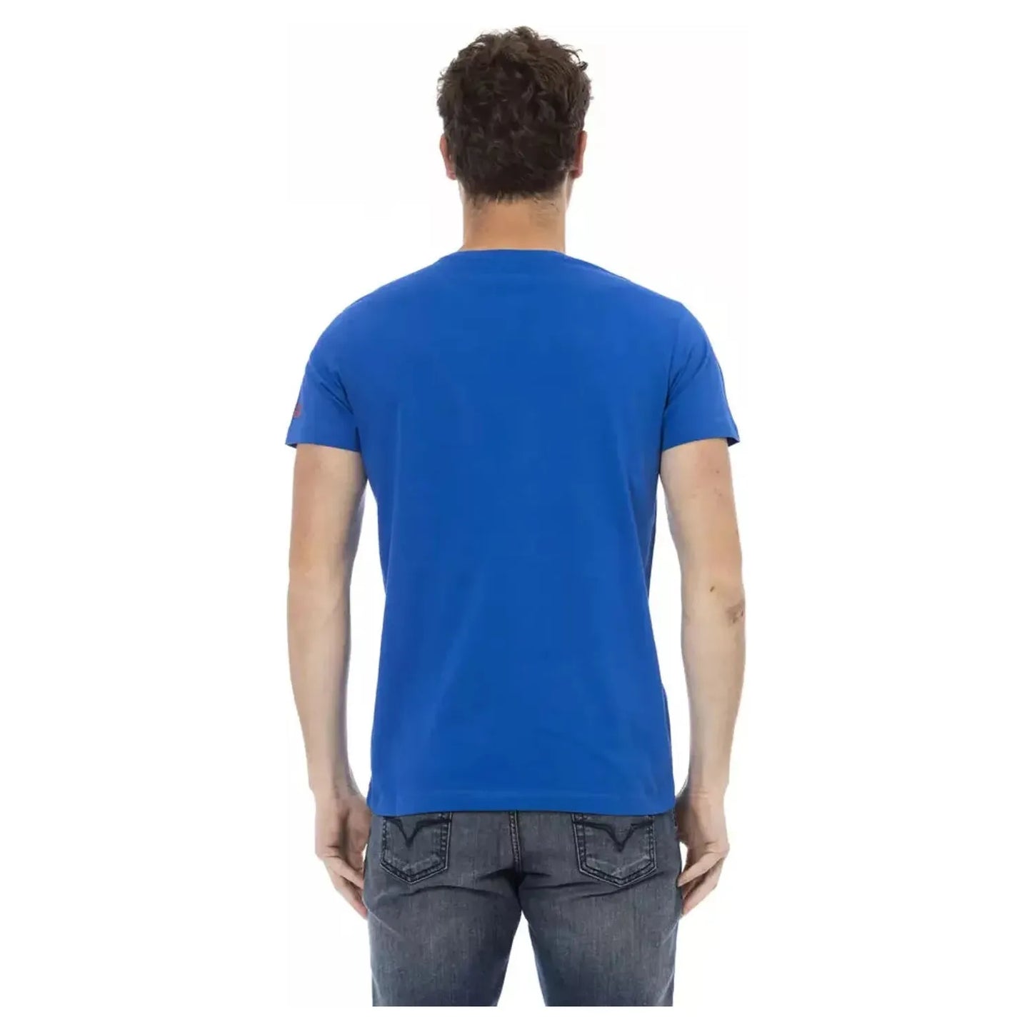 Trussardi Action Sleek Blue Short Sleeve Round Neck Tee blue-cotton-t-shirt-20