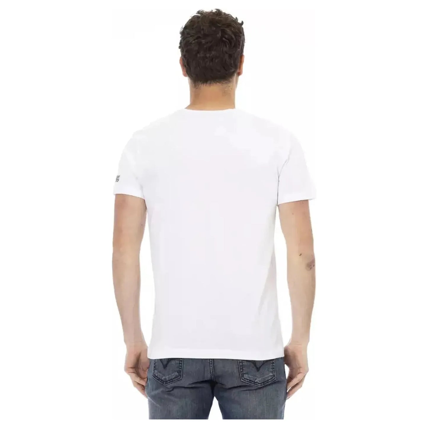 Trussardi Action Elegant White Tee with Artistic Front Print white-cotton-t-shirt-103