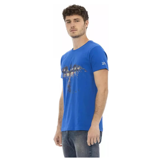 Trussardi Action Chic Blue Short Sleeve T-Shirt with Print blue-cotton-t-shirt-88