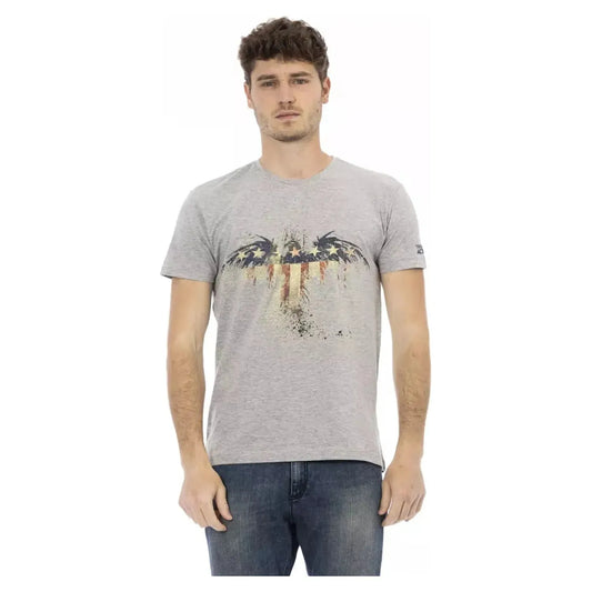 Trussardi Action Elevated Casual Gray Tee with Unique Front Print gray-cotton-t-shirt-81
