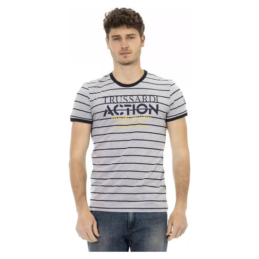 Trussardi Action Elegant Gray T-Shirt with Chic Front Print gray-cotton-t-shirt-60