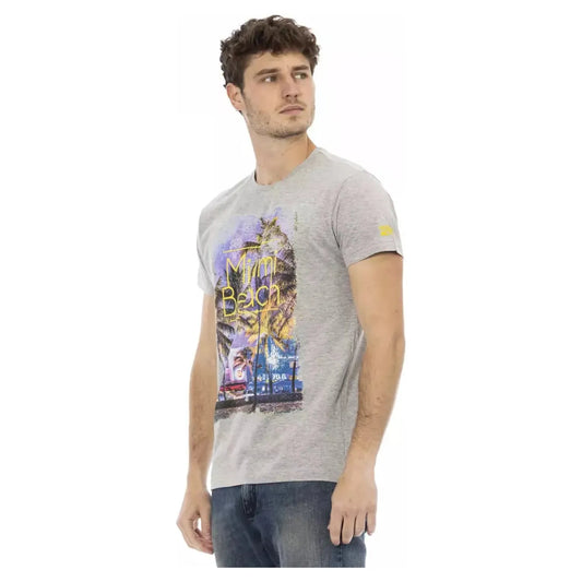 Trussardi Action Elevated Casual Gray Tee with Sleek Print gray-cotton-t-shirt-84
