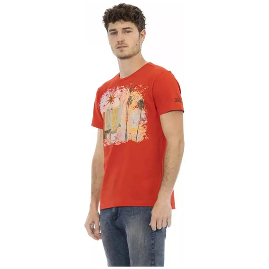 Trussardi Action Vibrant Red Round Neck Tee with Graphic Print red-cotton-t-shirt-34