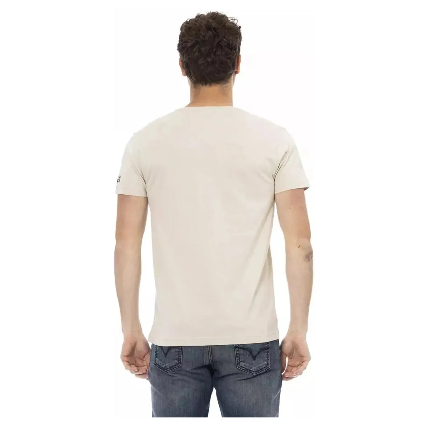 Trussardi Action Beige Short Sleeve Cotton Blend Tee beige-cotton-t-shirt-25