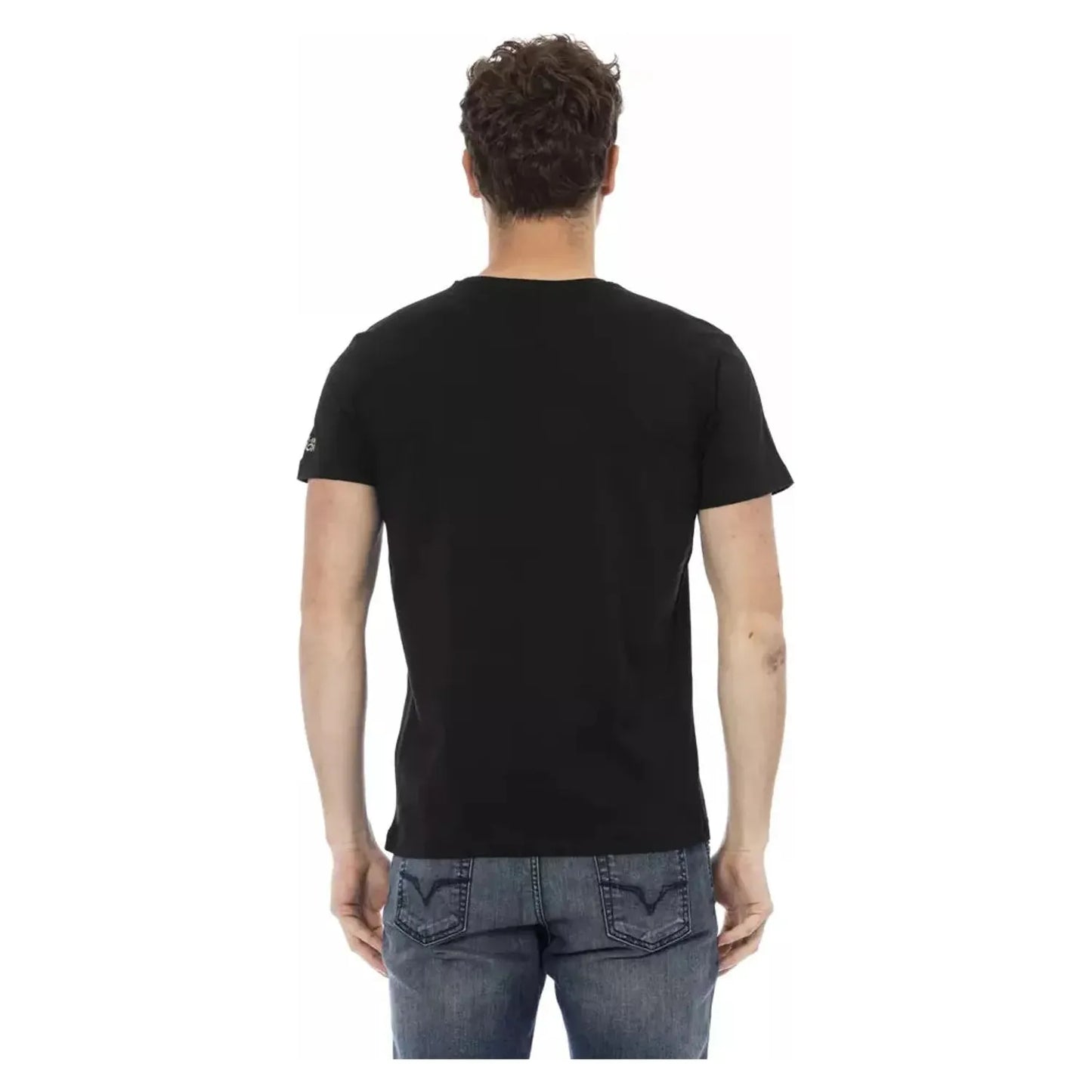Trussardi Action Elevated Casual Black Tee - Short Sleeve & Round Neck black-cotton-t-shirt-70