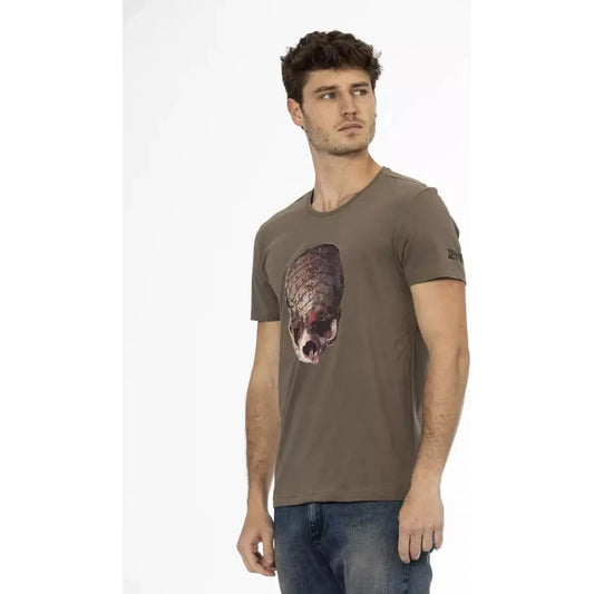 Trussardi Action Sleek Short Sleeve Tee with Unique Front Print brown-cotton-t-shirt-4