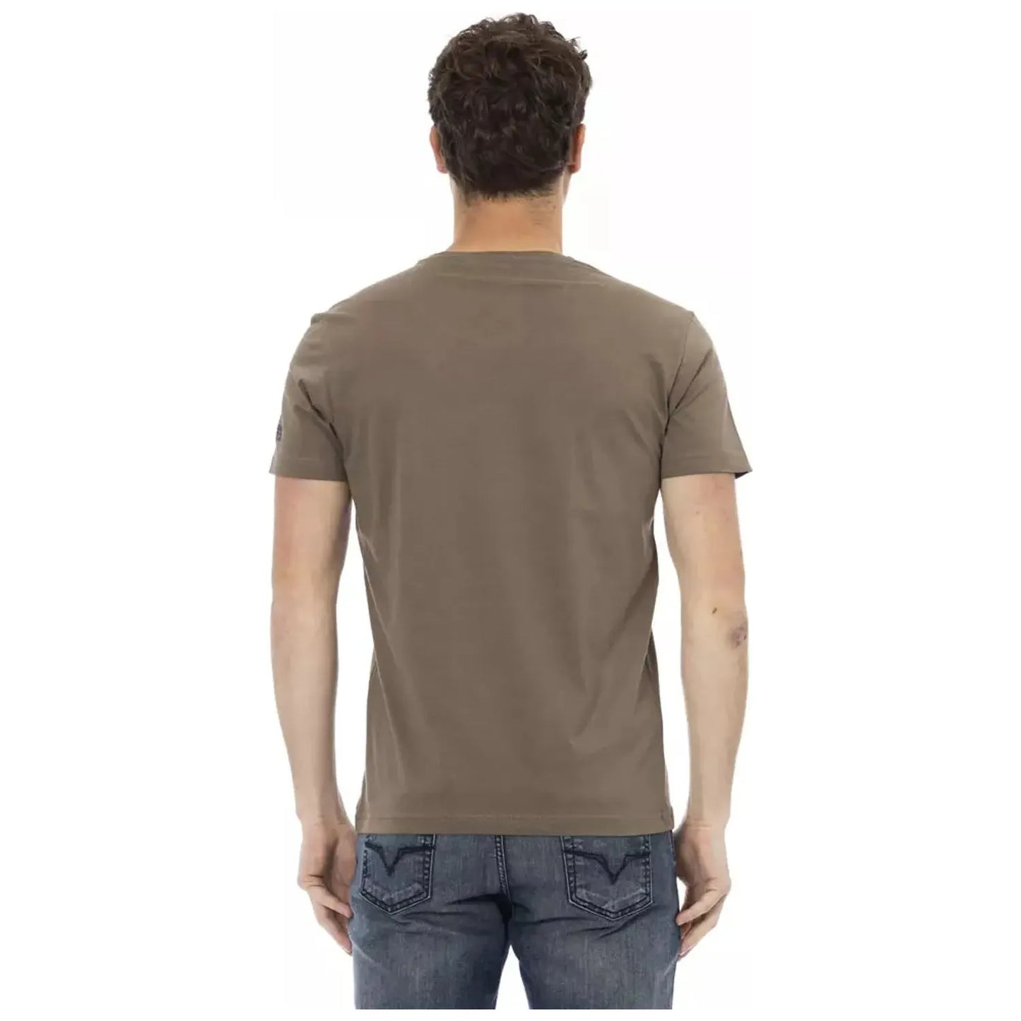 Trussardi Action Sleek Short Sleeve Tee with Unique Front Print brown-cotton-t-shirt-4
