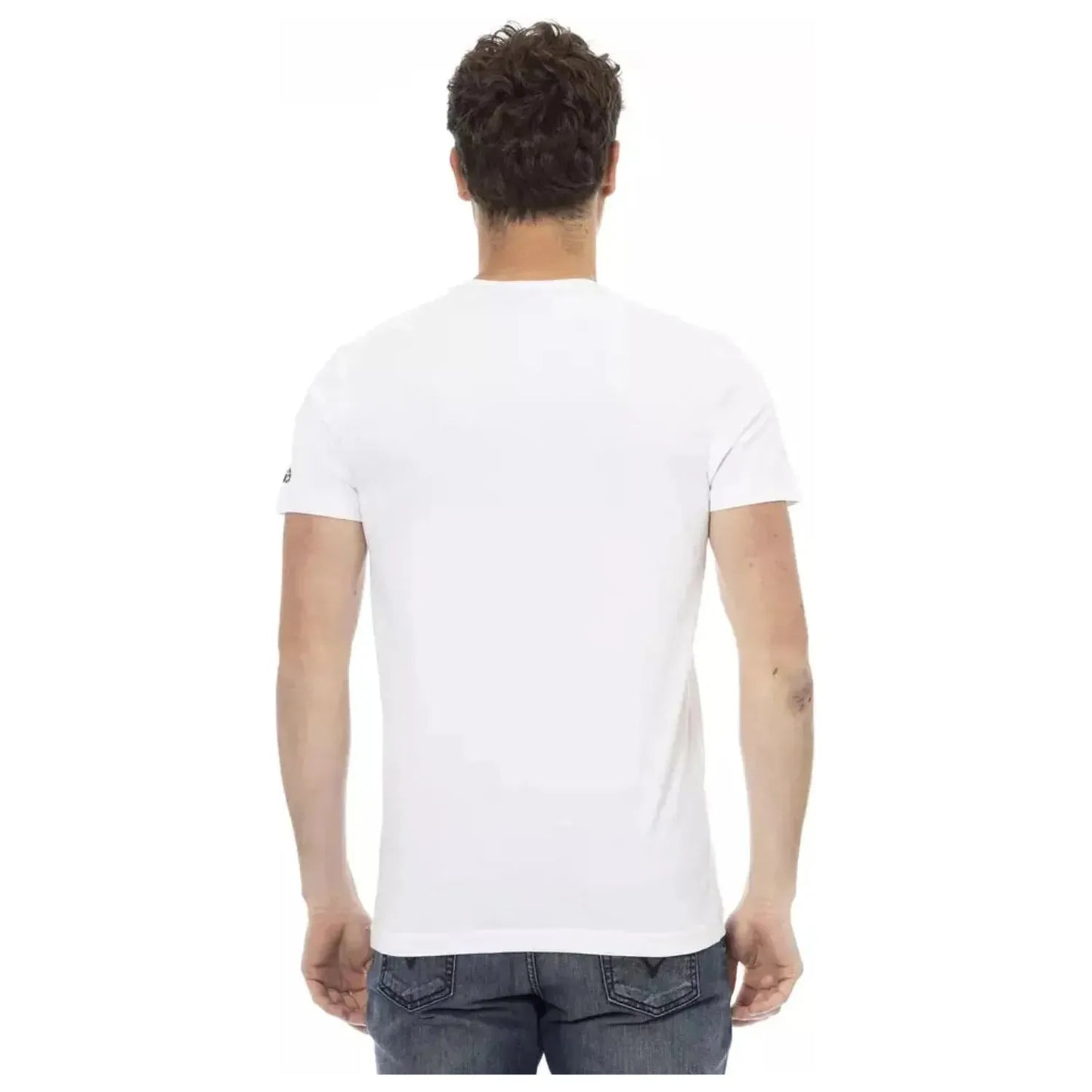 Trussardi Action Sleek White Graphic Tee with Artistic Print white-cotton-t-shirt-90