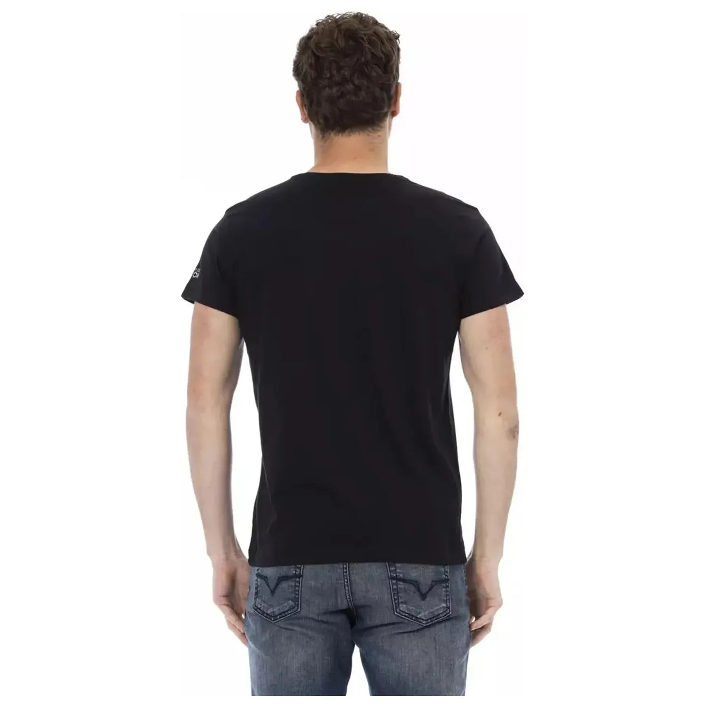 Trussardi Action Sleek Black Tee with Exclusive Front Print black-cotton-t-shirt-67