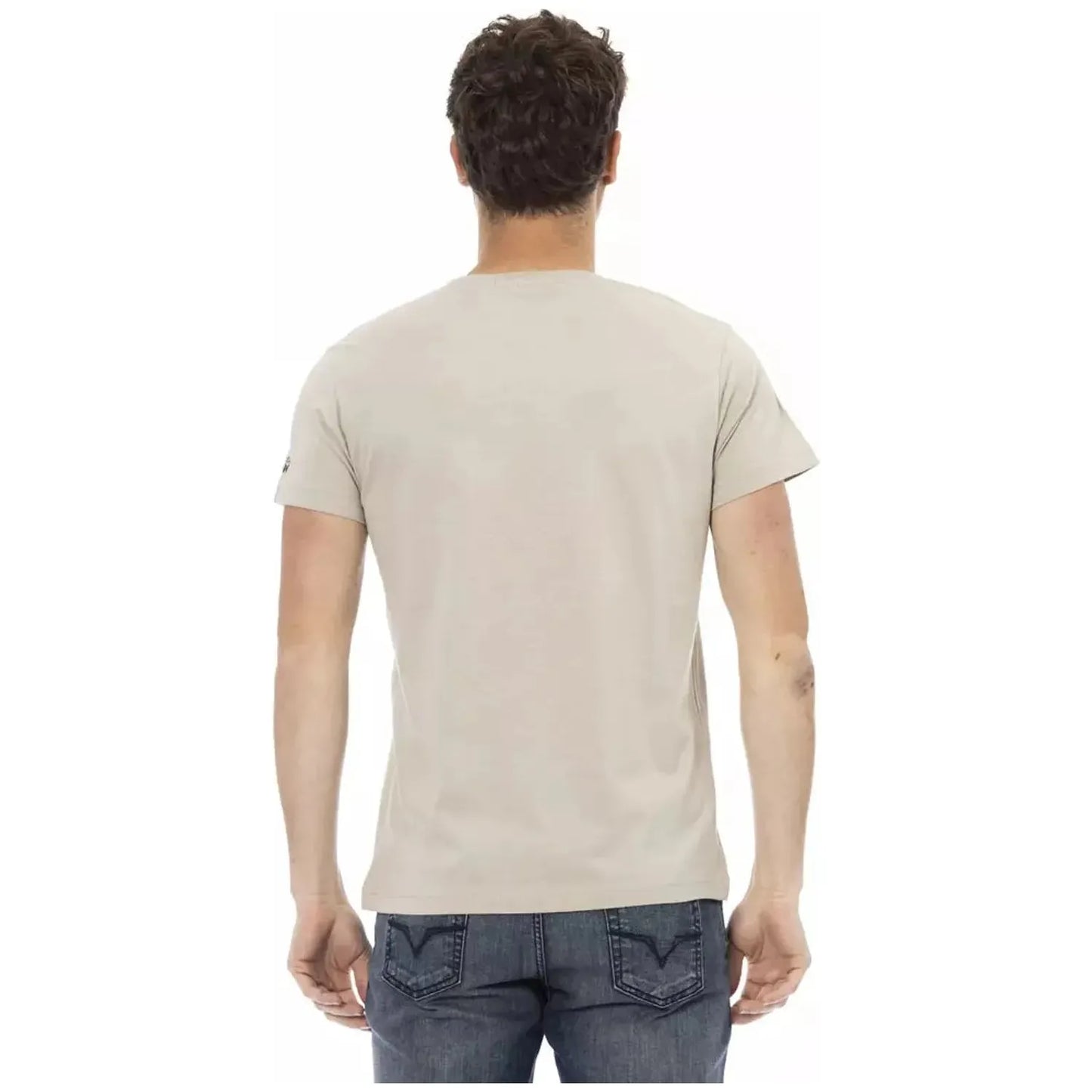 Trussardi Action Beige Short Sleeve Tee With Front Print beige-cotton-t-shirt-23