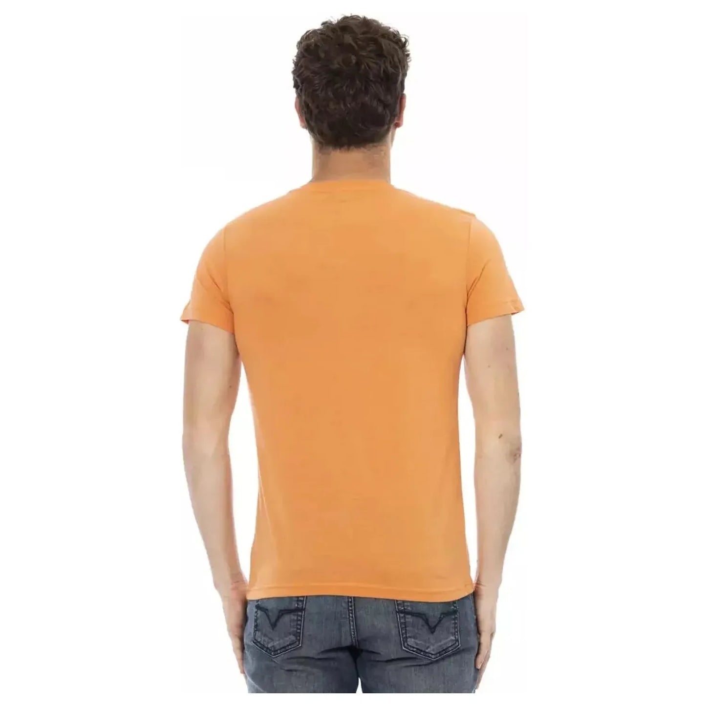 Trussardi Action Orange V-Neck Tee with Front Print orange-cotton-t-shirt-23