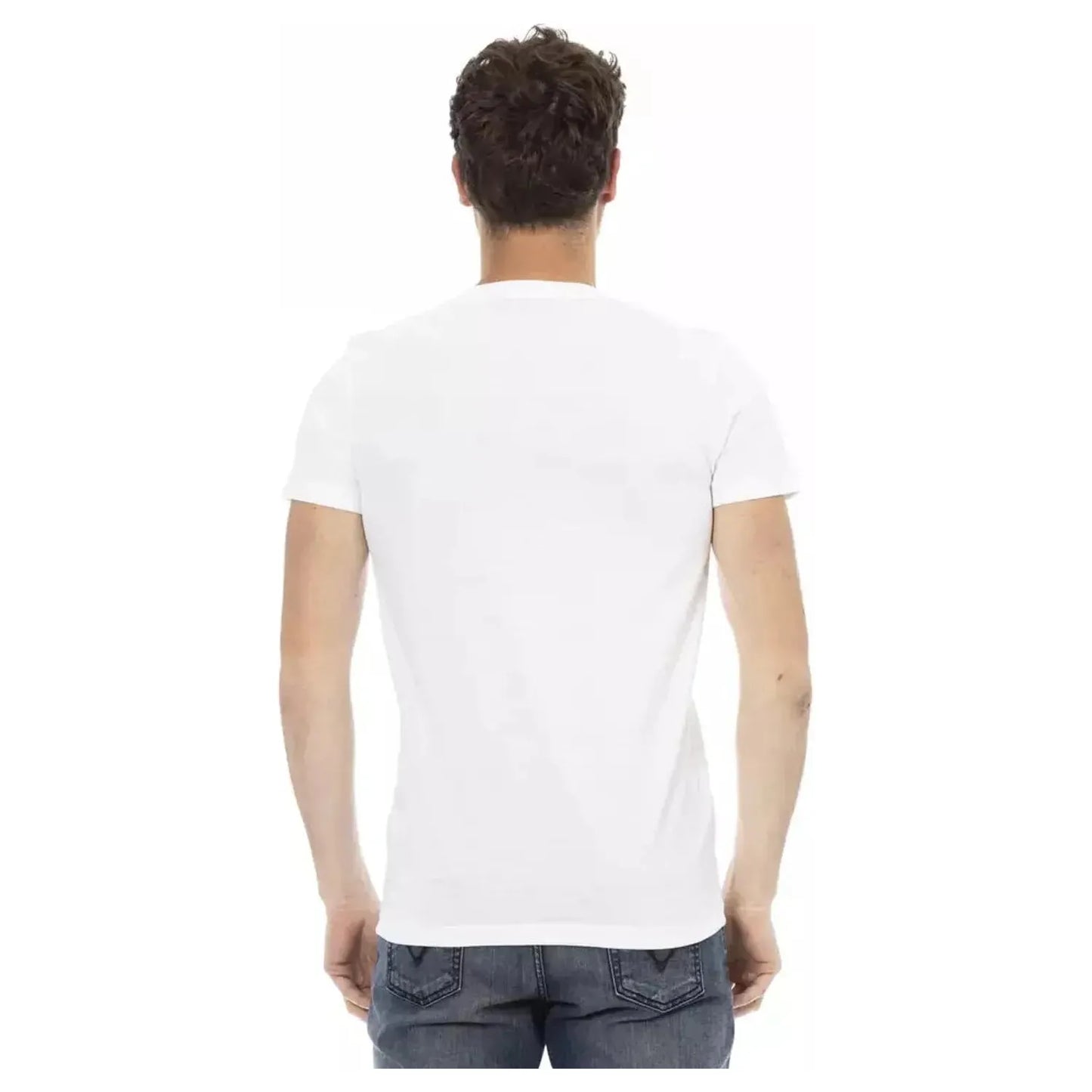 Trussardi Action Sophisticated V-Neck Tee with Artful Print white-cotton-t-shirt-58