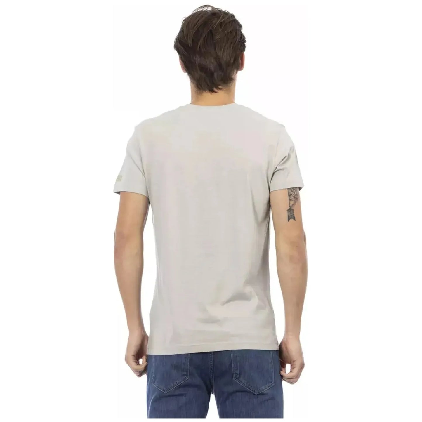Trussardi Action Elegant V-Neck Tee with Exclusive Front Print gray-cotton-t-shirt-56
