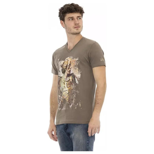 Trussardi Action Elegant V-Neck Tee with Chic Front Print brown-cotton-t-shirt-9 product-22834-371458914-30-d31df2ba-714.webp