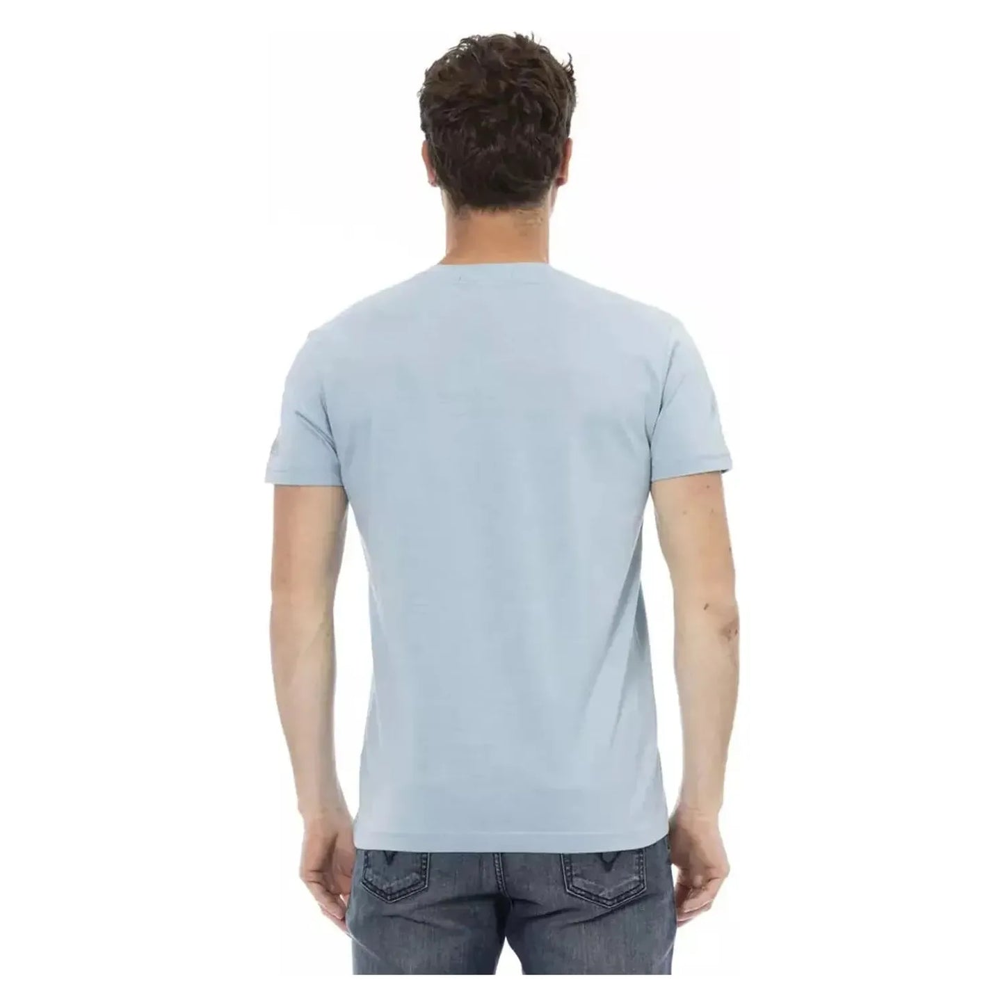 Trussardi Action Elegant V-Neck Tee with Chic Front Print light-blue-cotton-t-shirt-8