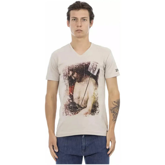 Trussardi Action Beige V-Neck Tee with Front Print beige-cotton-t-shirt-21 product-22845-1498043502-32-288f3a50-57b.webp