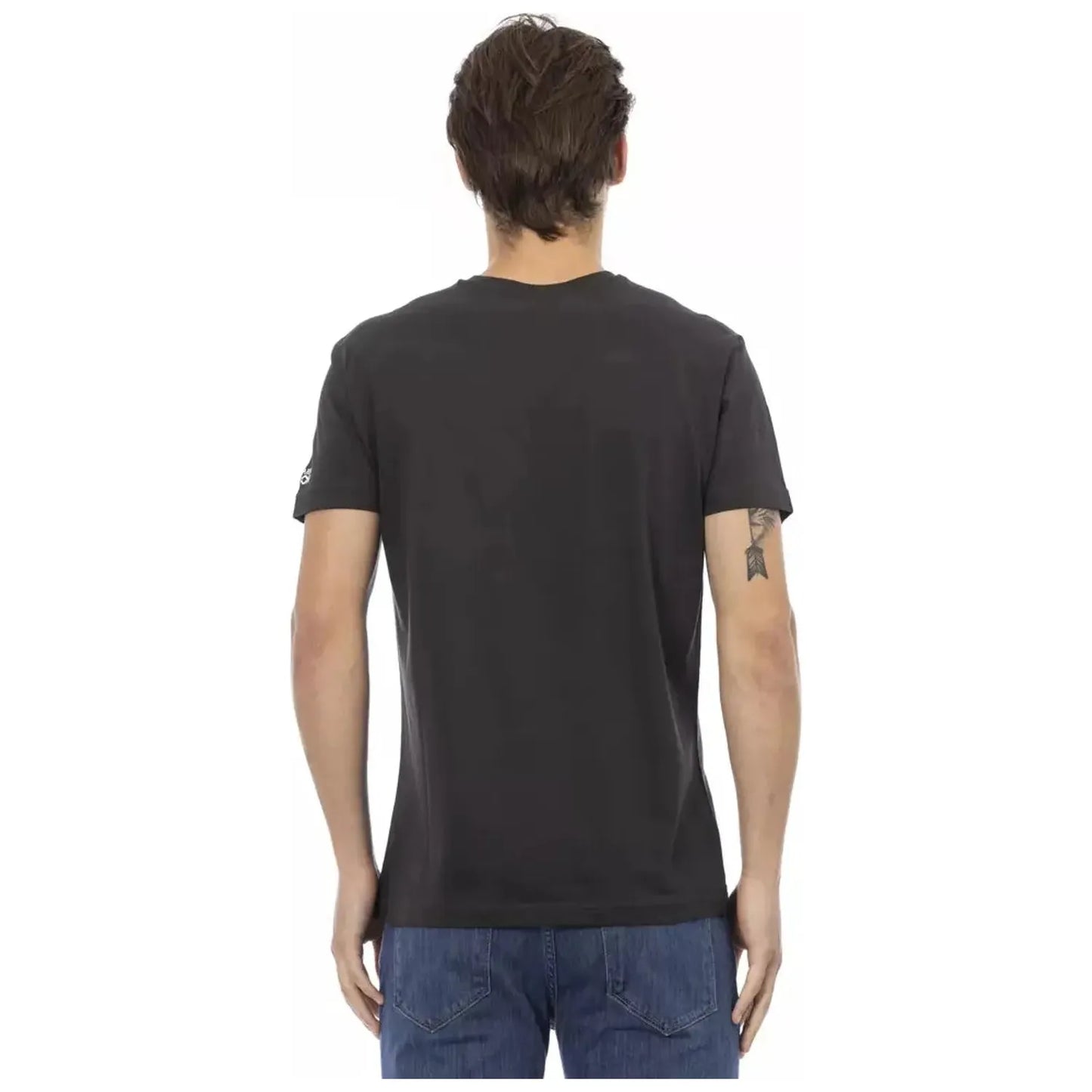 Trussardi Action Sleek V-Neck Tee with Front Print black-cotton-t-shirt-40