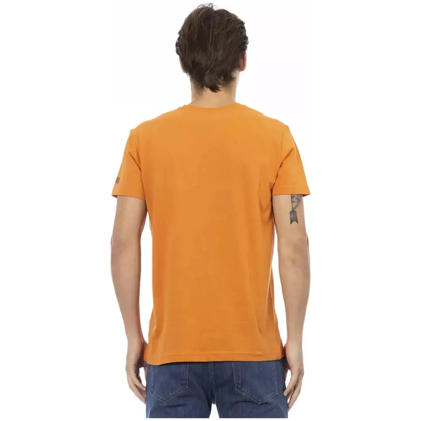 Trussardi Action Vibrant Orange V-Neck Tee with Sleek Print orange-cotton-t-shirt-22
