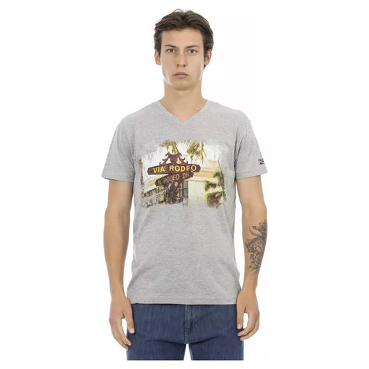 Trussardi Action Essential V-Neck Tee with Graphic Charm gray-cotton-t-shirt-54