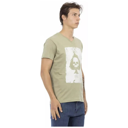 Trussardi Action Vibrant Green V-Neck Tee with Front Print green-cotton-t-shirt-51