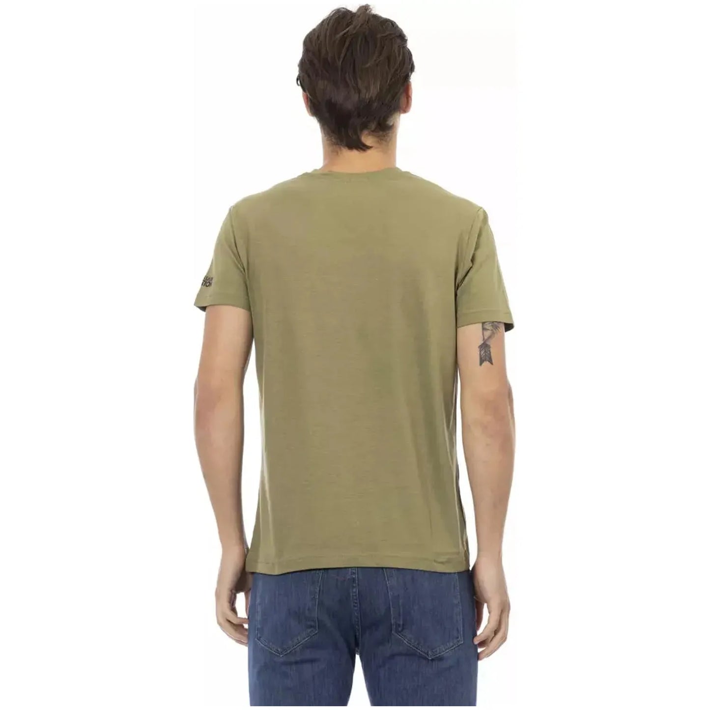 Trussardi Action Elegant V-Neck Tee with Chic Front Print green-cotton-t-shirt-50