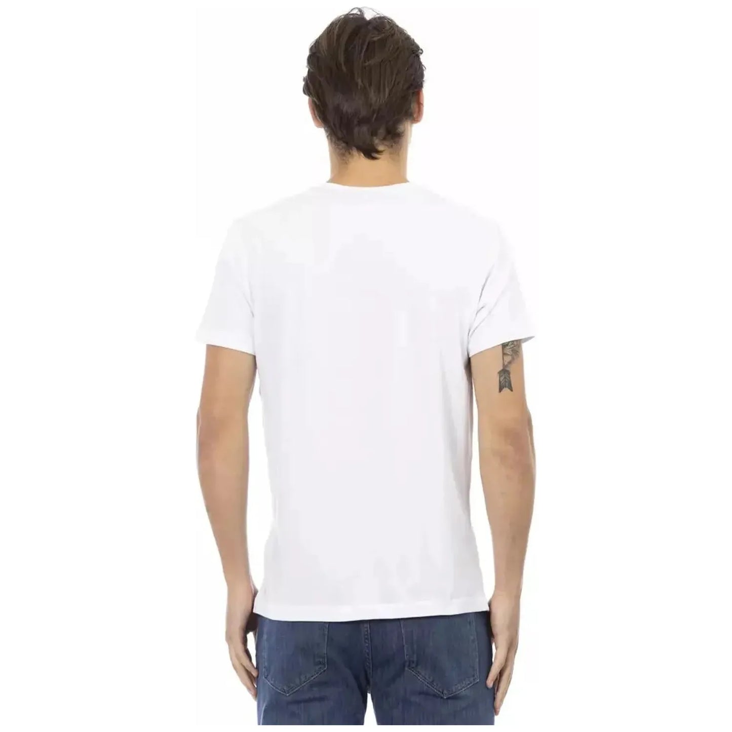 Trussardi Action Elegant V-Neck Tee with Chic Front Print white-cotton-t-shirt-76